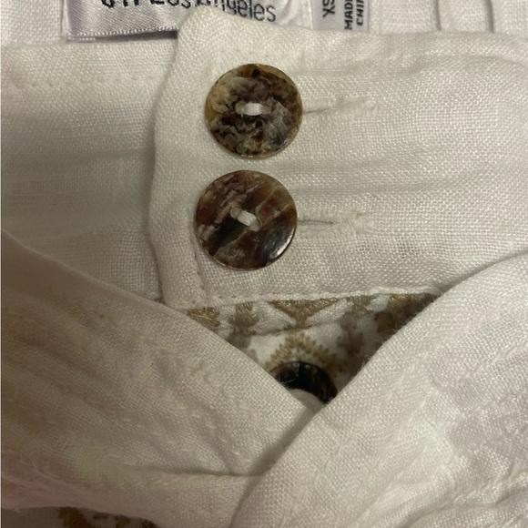 Johnny Was JW Los Angeles Tasya Button Front White 100% Linen Embroidered Skirt - Picture 6 of 10